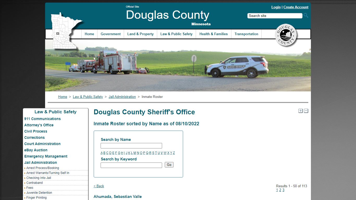 Inmate Roster - Douglas County, Minnesota